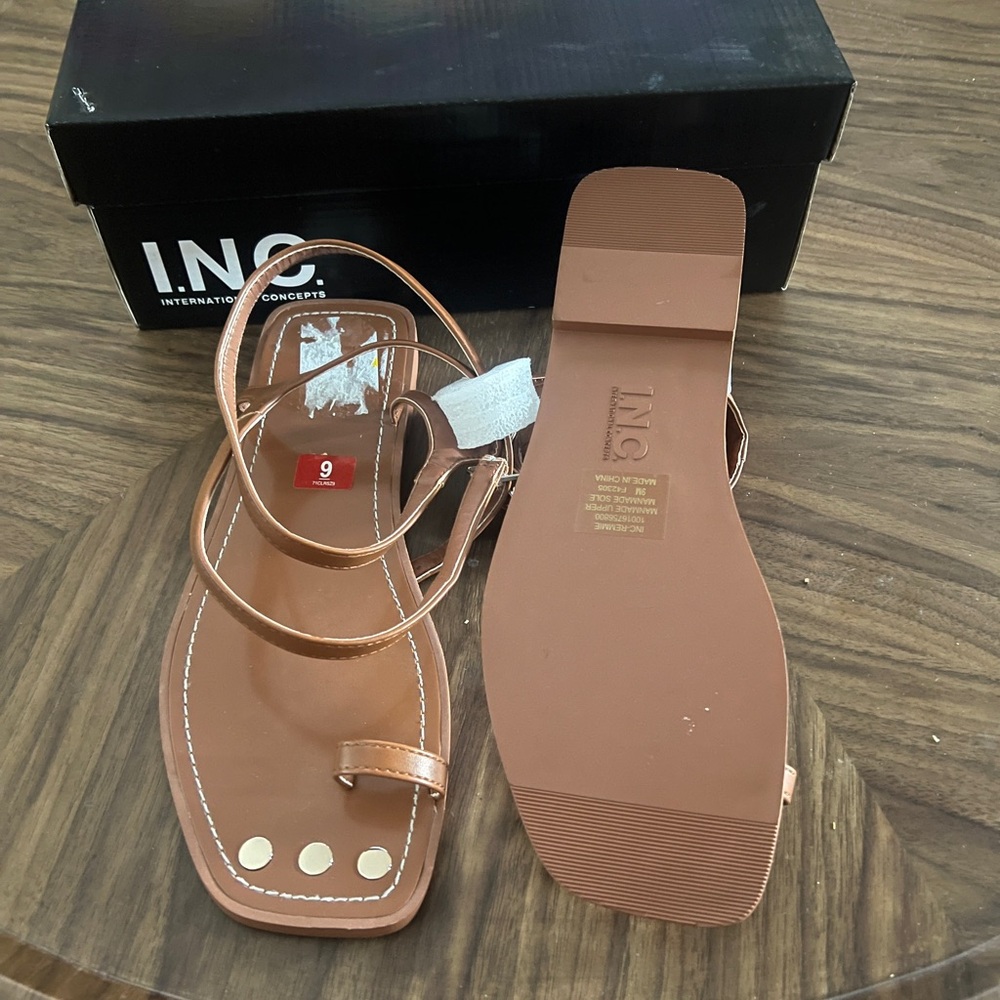 INC International Concepts Women's Tan Strappy Sandals